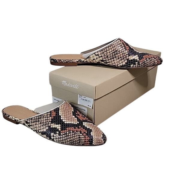 Madewell The Remi Mule In Snake Embossed Leather Womens 7 New In Box - Picture 1 of 14